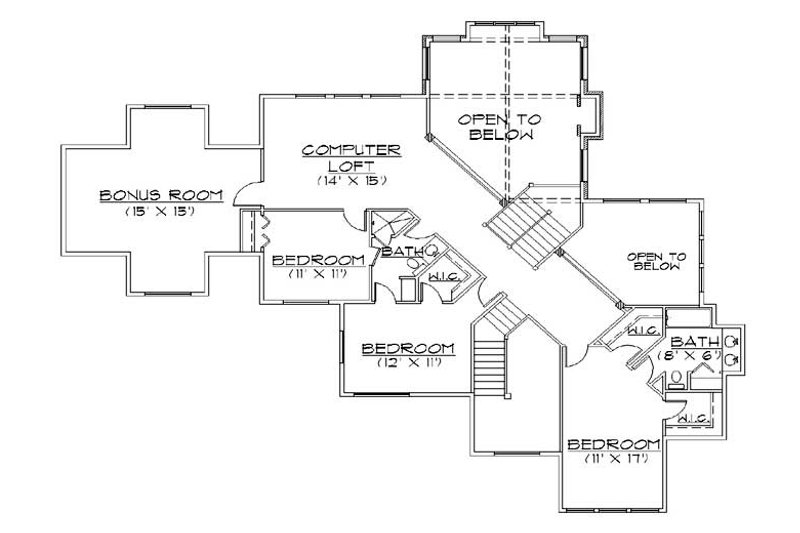 Architectural House Design - Floor Plan - Upper Floor for European House Plan #5-434 - 7 bed, 6 bath