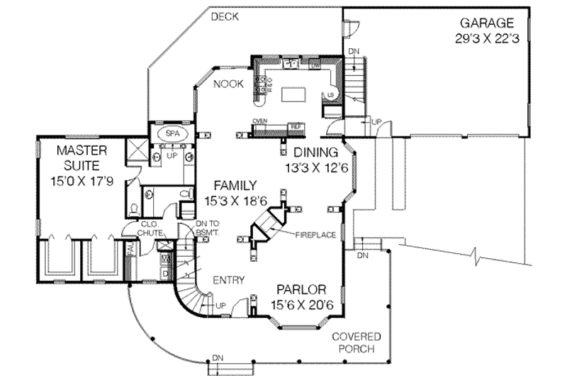 House Plan Design - Floor Plan - Main Floor for Country House Plan #60-353 - 4 bed, 2.5 bath