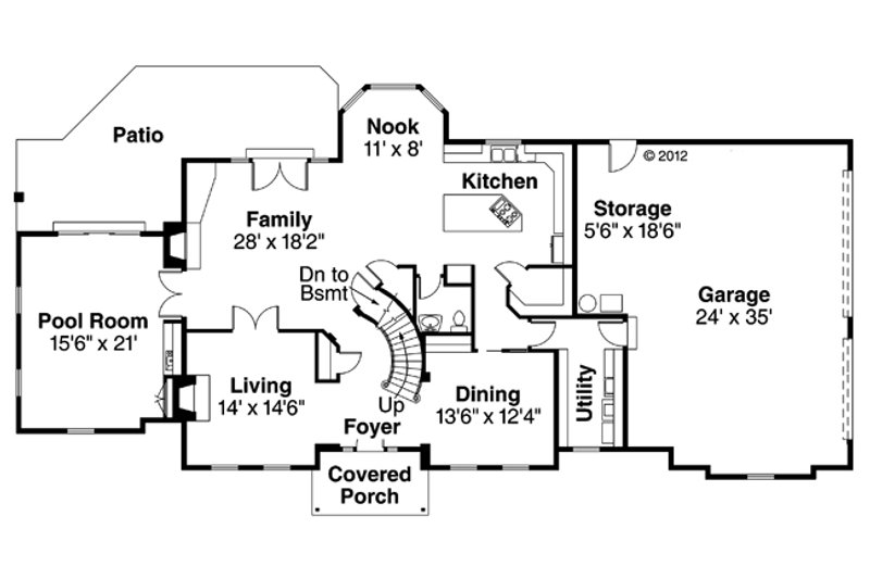 Home Plan - Floor Plan - Main Floor for European House Plan #124-271 - 4 bed, 3.5 bath