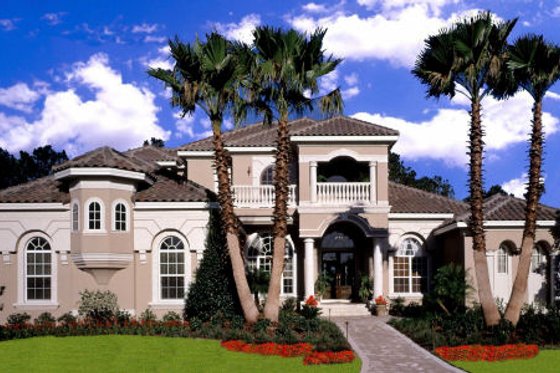 Exterior - Front Elevation for European House Plan #135-180 - 5 bed, 5 bath