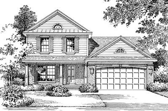 Exterior - Front Elevation for European House Plan #417-139 - 3 bed, 2.5 bath
