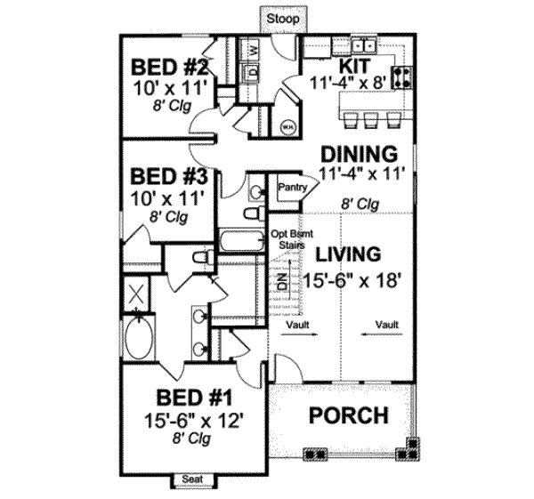 House Design - Craftsman Floor Plan - Main Floor Plan #20-1887