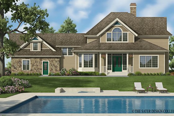 Exterior - Rear Elevation for Country House Plan #930-196 - 3 bed, 4.5 bath