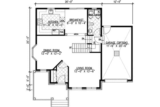 Floor Plan - Main Floor for European House Plan #138-117 - 3 bed, 1.5 bath