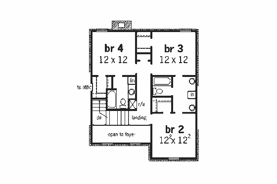 Floor Plan - Upper Floor for European House Plan #16-239 - 4 bed, 3.5 bath