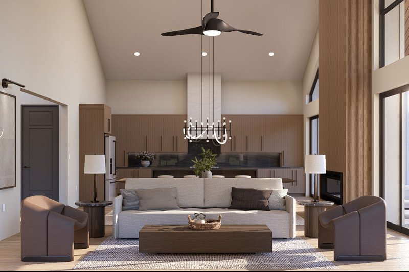 Home Plan - Interior - Family Room for Barndominium House Plan #455-383 - 3 bed, 2.5 bath