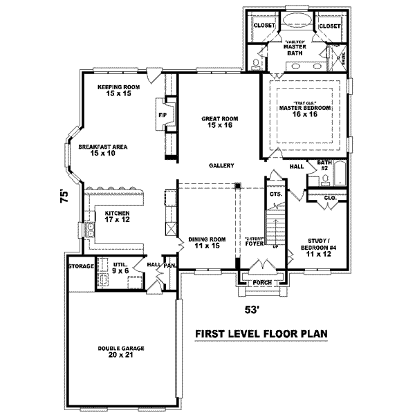 Colonial Floor Plan - Main Floor Plan #81-1566