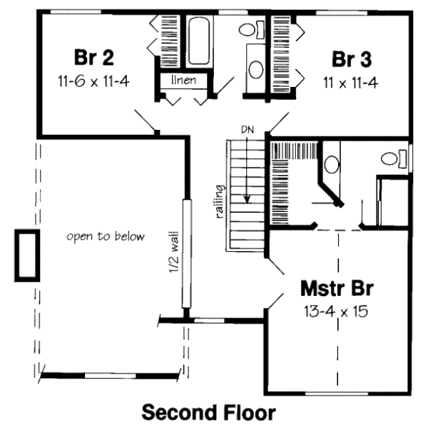 Traditional Floor Plan - Upper Floor Plan #312-453