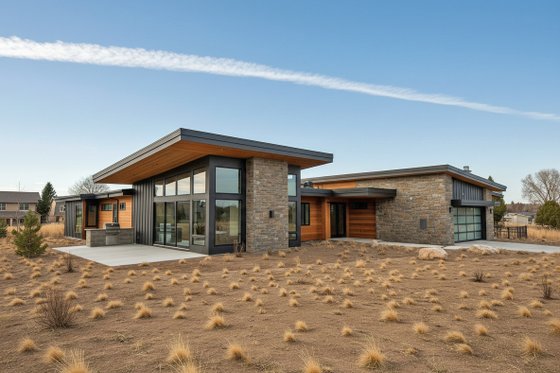 Exterior - Front Elevation 3 for Contemporary House Plan #892-35 - 3 bed, 3.5 bath