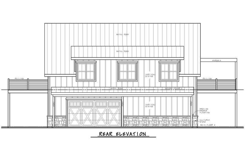 Dream House Plan - Exterior - Rear Elevation 1 for Barndominium House Plan #20-2561, 0.5 bath