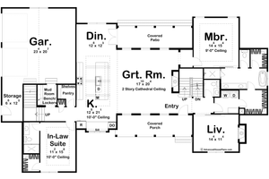 Floor Plan - Main Floor for Farmhouse House Plan #455-239 - 5 bed, 4 bath