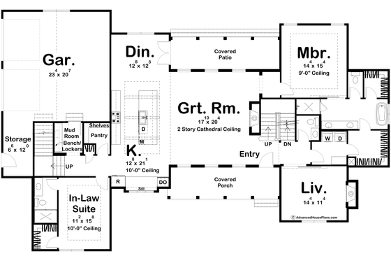 Floor Plan - Main Floor for Farmhouse House Plan #455-239 - 5 bed, 4 bath