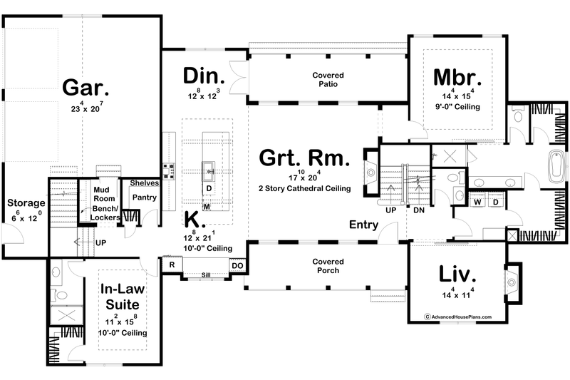 House Design - Floor Plan - Main Floor for Farmhouse House Plan #455-239 - 5 bed, 4 bath
