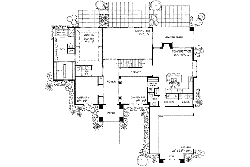 Home Plan - Floor Plan - Main Floor for European House Plan #72-169 - 3 bed, 4 bath