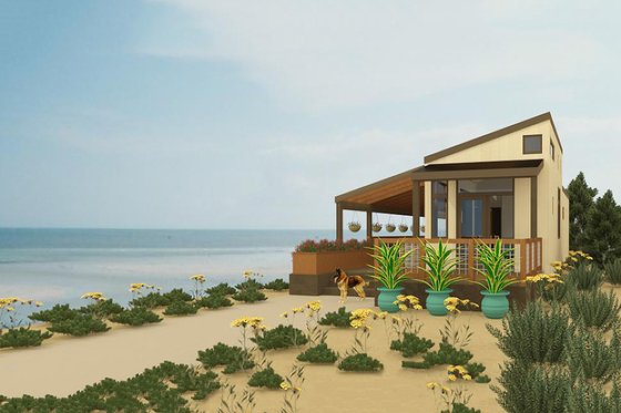 Exterior - Front Elevation for Contemporary House Plan #917-6 - 1 bed, 1 bath