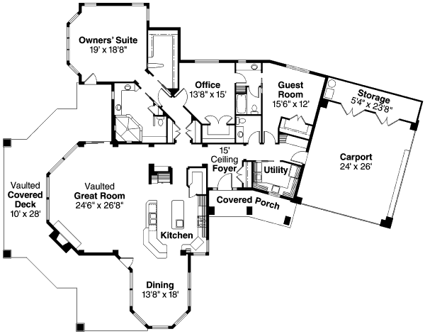 Dream House Plan - Ranch Floor Plan - Main Floor Plan #124-705