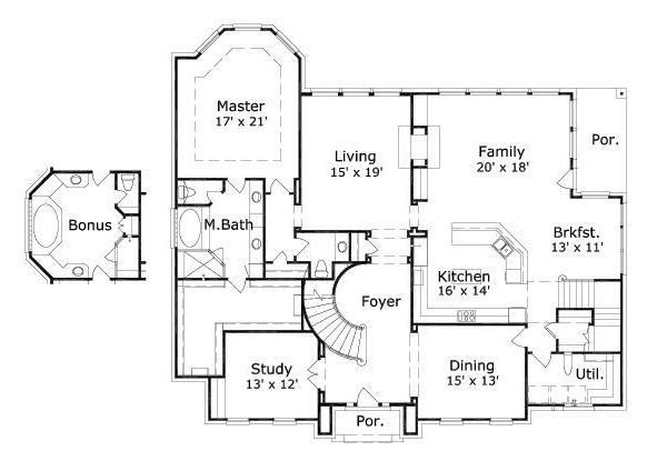 Colonial Floor Plan - Main Floor Plan #411-809