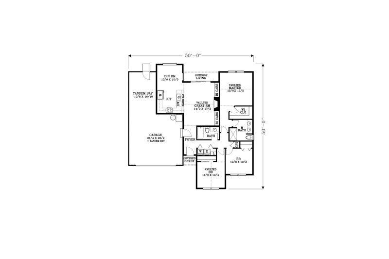 Craftsman Style House Plan - 3 Beds 2 Baths 1338 Sq/Ft Plan #53-611 ...