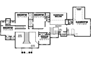 Floor Plan - Upper Floor for Southern House Plan #34-201 - 6 bed, 5.5 bath