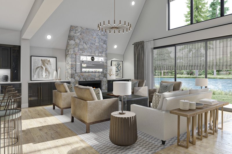 Architectural House Design - Interior - Family Room for Cabin House Plan #455-297 - 2 bed, 2 bath