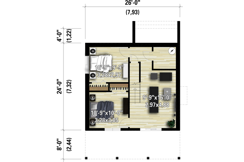 Dream House Plan - Floor Plan - Lower Floor for Cottage House Plan #25-4933 - 3 bed, 2 bath