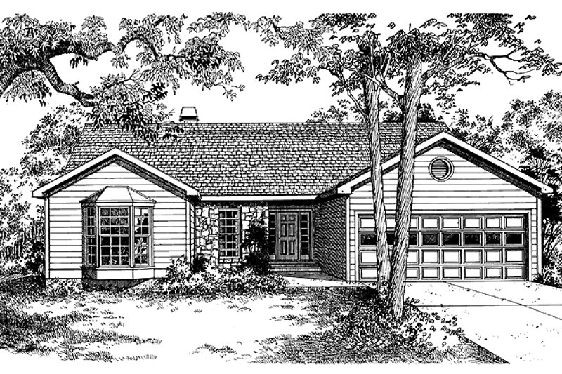 House Blueprint - Ranch Exterior - Front Elevation Plan #72-1067