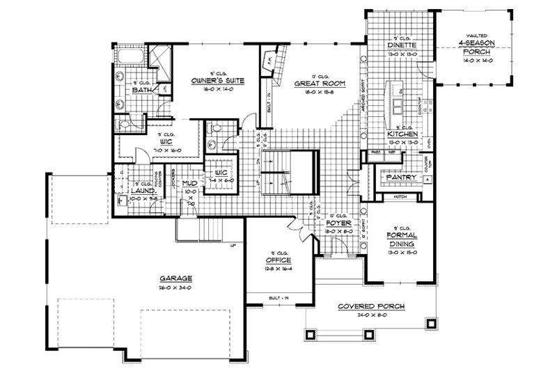 Dream House Plan - Floor Plan - Main Floor for Traditional House Plan #51-675 - 4 bed, 2.5 bath
