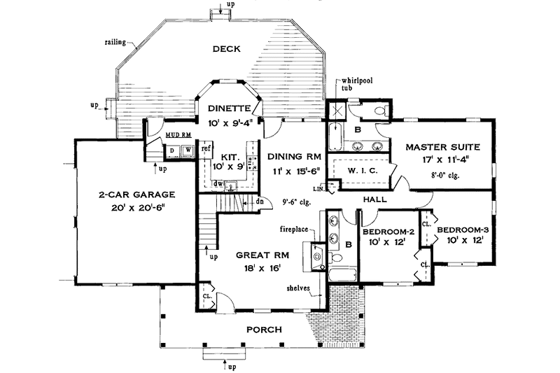 Home Plan - Floor Plan - Main Floor for Country House Plan #456-64 - 3 bed, 2 bath