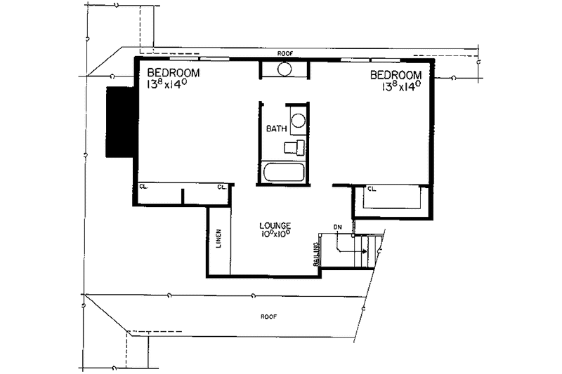 Home Plan - Floor Plan - Upper Floor for Country House Plan #72-781 - 3 bed, 2 bath