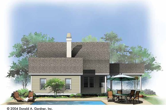 Exterior - Rear Elevation for Traditional House Plan #929-743 - 3 bed, 2 bath