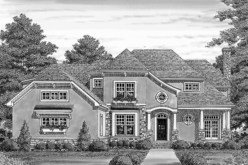 House Design - Exterior - Front Elevation 3 for Country House Plan #453-452 - 4 bed, 4.5 bath