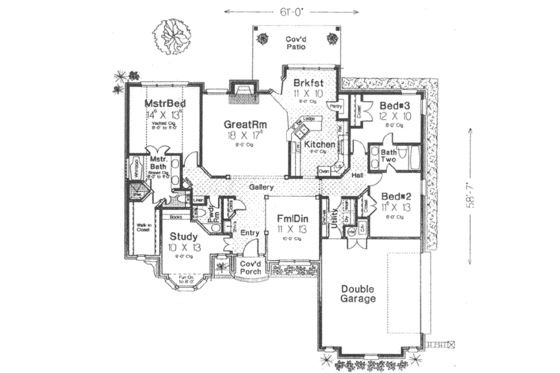 Floor Plan - Main Floor for European House Plan #310-407 - 3 bed, 2.5 bath
