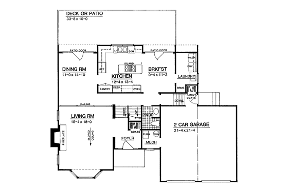 Floor Plan - Main Floor for Contemporary House Plan #72-1068 - 3 bed, 2.5 bath