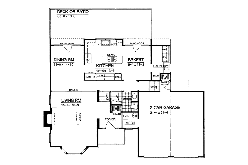 House Blueprint - Floor Plan - Main Floor for Contemporary House Plan #72-1068 - 3 bed, 2.5 bath