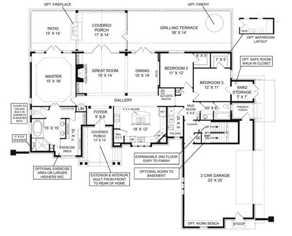 House Plan Design - European Floor Plan - Main Floor Plan #119-420