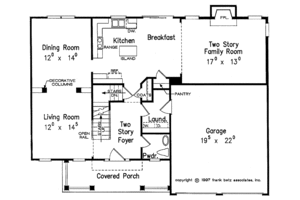Floor Plan - Main Floor for Colonial House Plan #927-218 - 3 bed, 2.5 bath