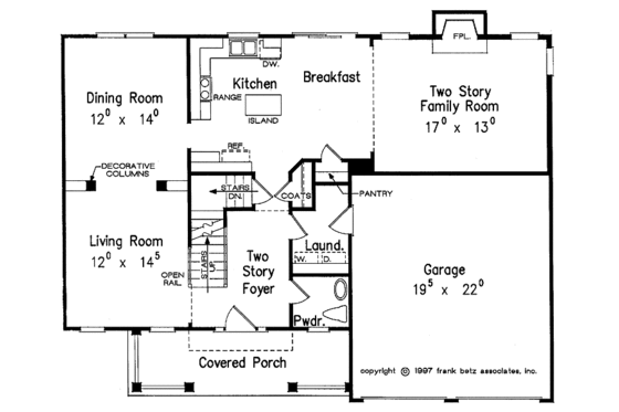 Floor Plan - Main Floor for Colonial House Plan #927-218 - 3 bed, 2.5 bath