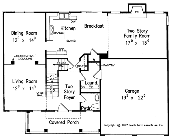 Home Plan - Colonial Floor Plan - Main Floor Plan #927-218