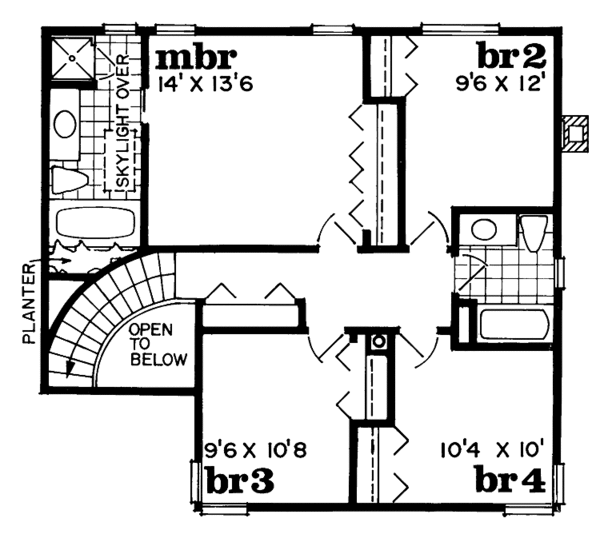 House Blueprint - Tudor Floor Plan - Upper Floor Plan #47-971