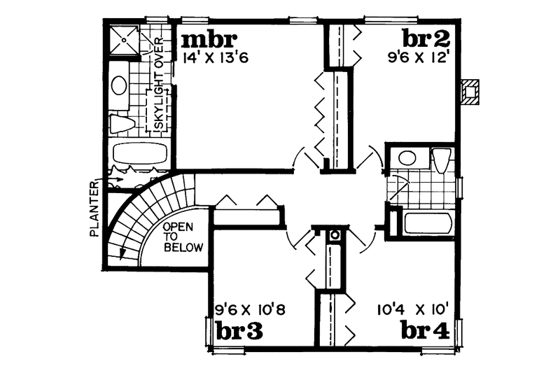 Dream House Plan - Floor Plan - Upper Floor for Tudor House Plan #47-971 - 4 bed, 2.5 bath