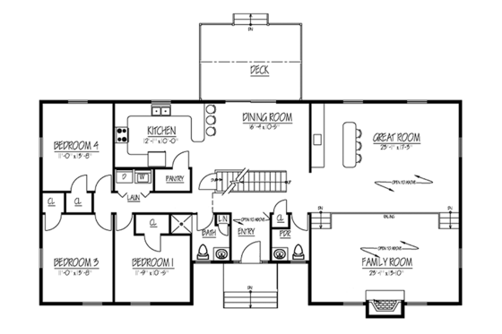 Floor Plan - Main Floor for Country House Plan #1061-36 - 4 bed, 2.5 bath