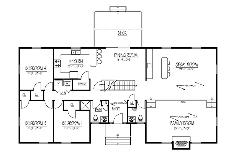 Dream House Plan - Floor Plan - Main Floor for Country House Plan #1061-36 - 4 bed, 2.5 bath