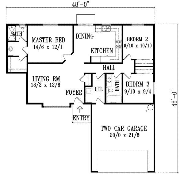 House Blueprint - Ranch Floor Plan - Main Floor Plan #1-1154