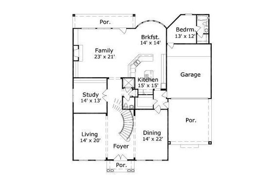 Floor Plan - Main Floor for Colonial House Plan #411-584 - 6 bed, 5.5 bath