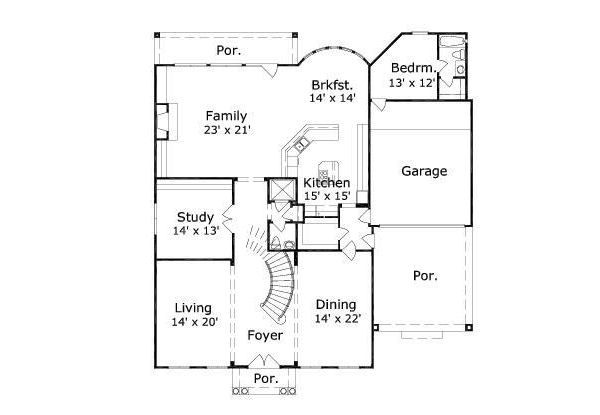 Colonial Floor Plan - Main Floor Plan #411-584