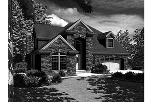 Exterior - Front Elevation 3 for European House Plan #48-827 - 3 bed, 2.5 bath