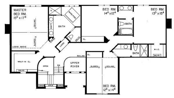 House Blueprint - Country Floor Plan - Upper Floor Plan #72-990