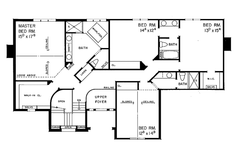 Dream House Plan - Floor Plan - Upper Floor for Country House Plan #72-990 - 4 bed, 3 bath