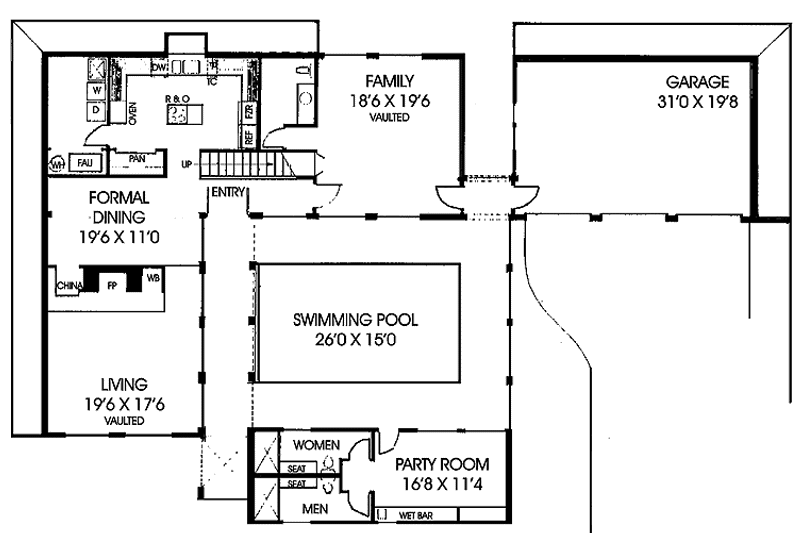 Dream House Plan - Floor Plan - Main Floor for Mediterranean House Plan #60-954 - 3 bed, 4.5 bath
