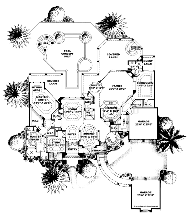 Dream House Plan - Mediterranean Floor Plan - Main Floor Plan #1017-76